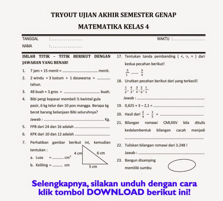 Kunci Sukses Belajar: Panduan Lengkap Mengunduh Soal Tema 4 Kelas 4 SD Semester 1
