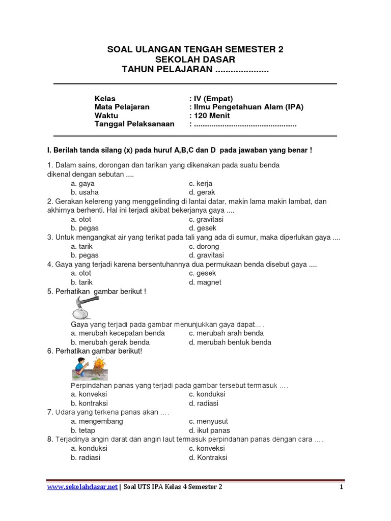 5 Soal Rahasia UTS IPA Kelas 4 Semester 1 Kurikulum 2013 Tematik Bimbel Brilian