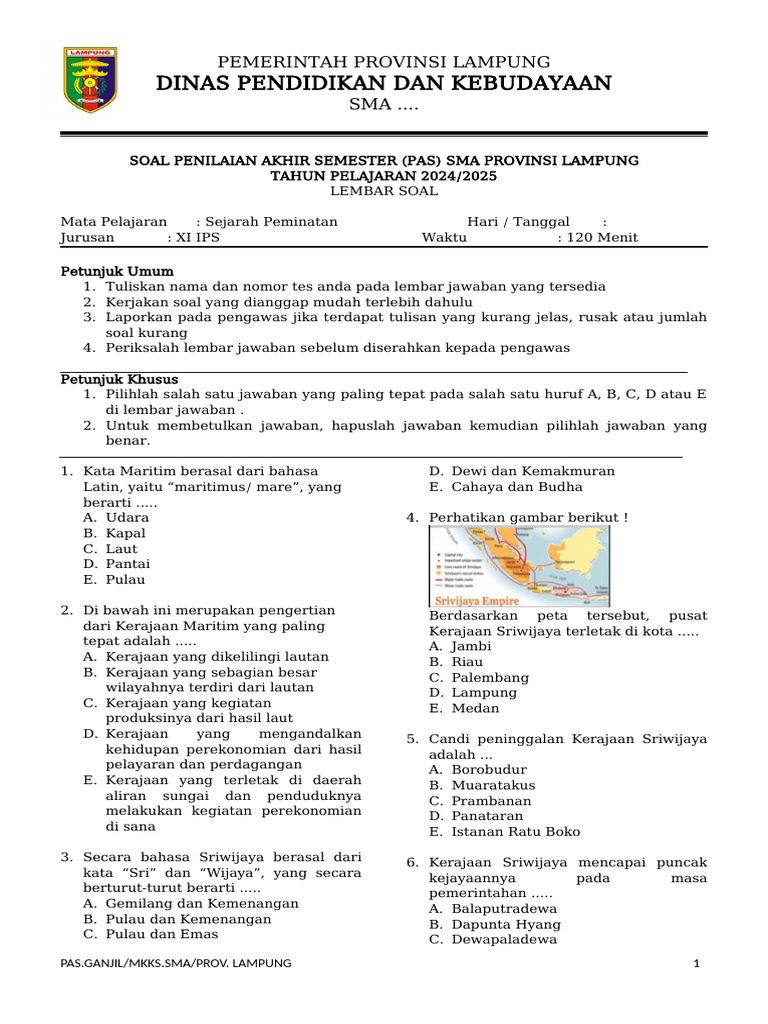Sejarah Minat - Kelas XI - K13 - Soal PDF Sejarah Minat - Kelas XI - K13 - Soal PDF