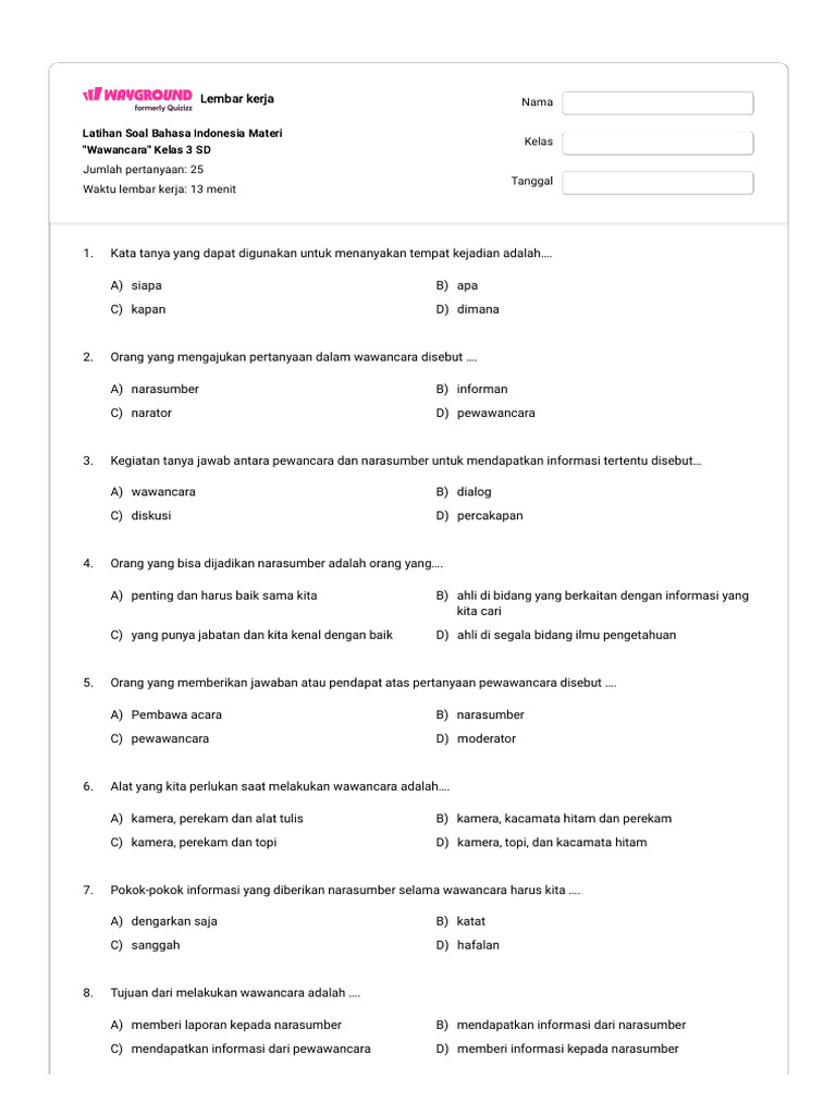 5 Contoh Soal Essay Wawancara Kelas 3 SD yang Wajib Dikuasai Sebelum Ujian 5 Contoh Soal Essay Wawancara Kelas 3 SD yang Wajib Dikuasai Sebelum Ujian