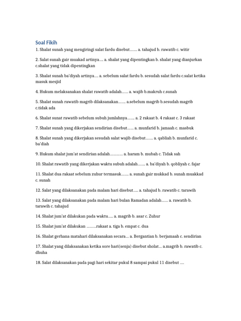 Soal Fikih Kelas3-1 PDF Soal Fikih Kelas3-1 PDF