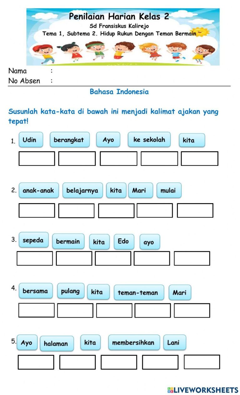 Download 7 Contoh Soal Bahasa Indonesia Kelas 1 SD Susun Kalimat Terbaru 2026, Ternyata Ini Rahasianya