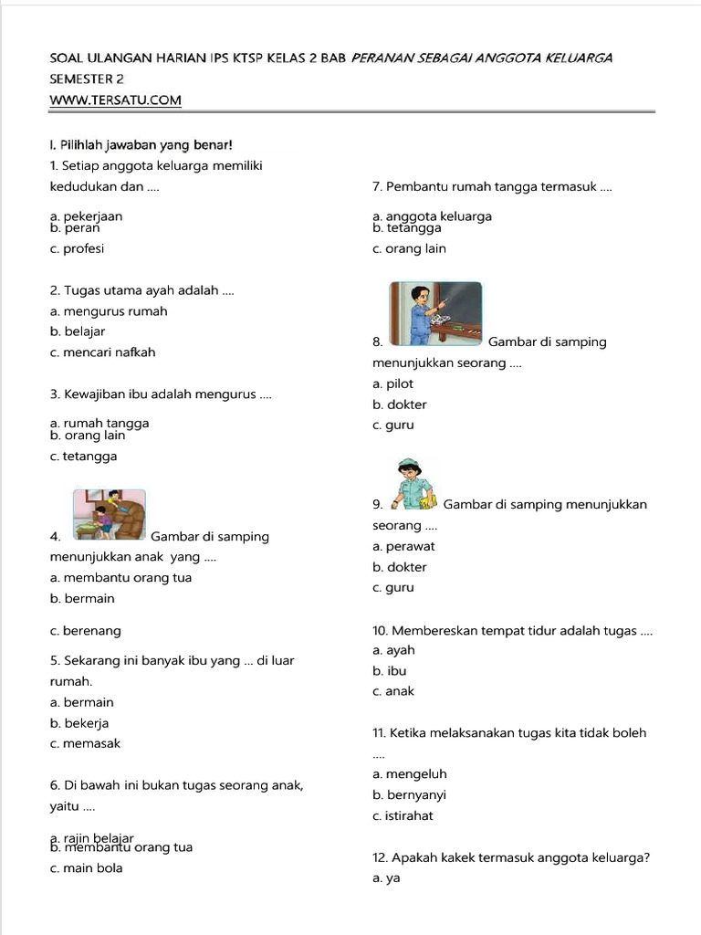 7 Contoh Soal Kelas 2 Semester 2 tentang Anggota Keluarga yang Wajib Tahu Sebelum Ujian!