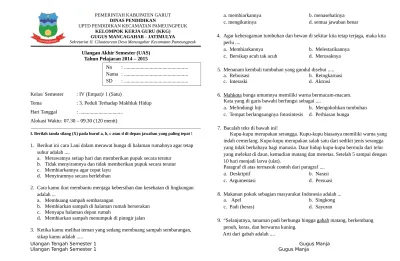7 Kumpulan Contoh Soal Tema 3 Kelas 4 Semester 1 Kurikulum 2013 yang Terbukti Sering Keluar di Ujian