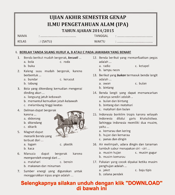 7 contoh soal latihan ipa kelas 1 sd semester genap yang terbukti bantu anak paham cepat 7 contoh soal latihan ipa kelas 1 sd semester genap yang terbukti bantu anak paham cepat