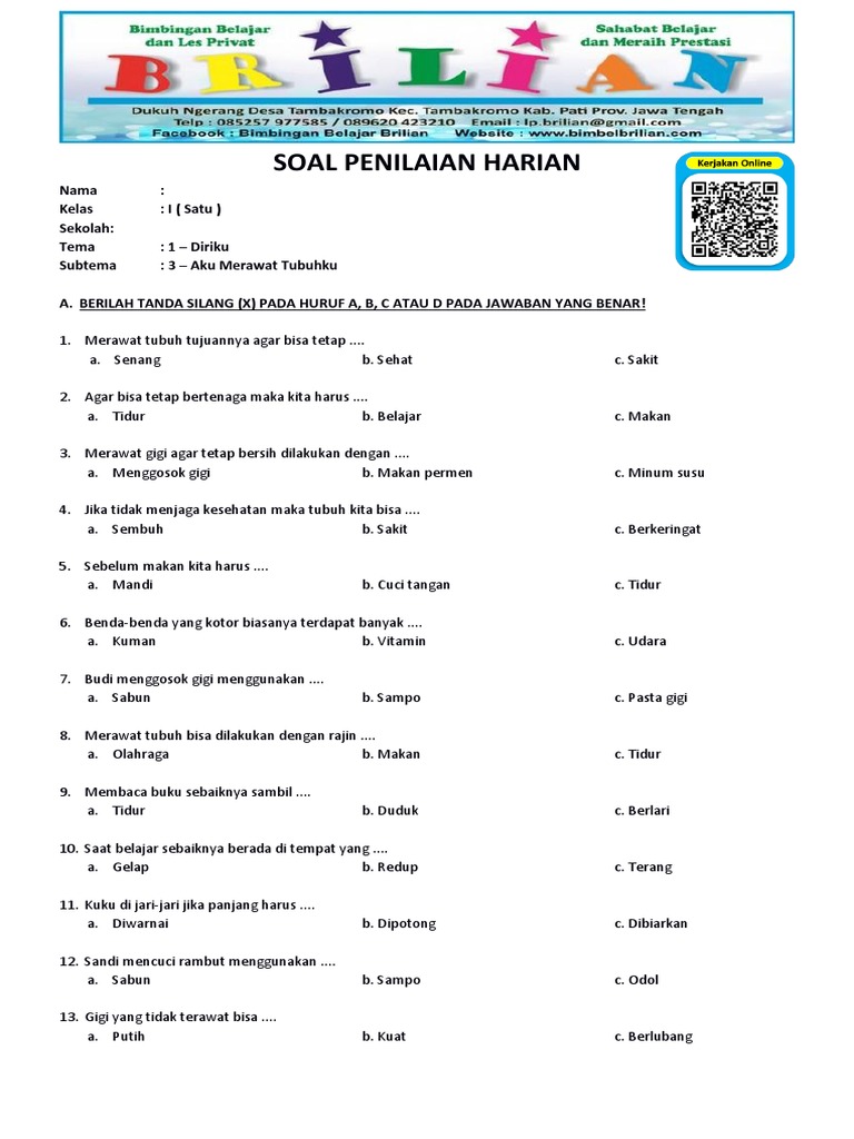 7 contoh soal tema 3 kelas 1 semester 1 kurikulum k13 yang terbukti membantu anak sukses