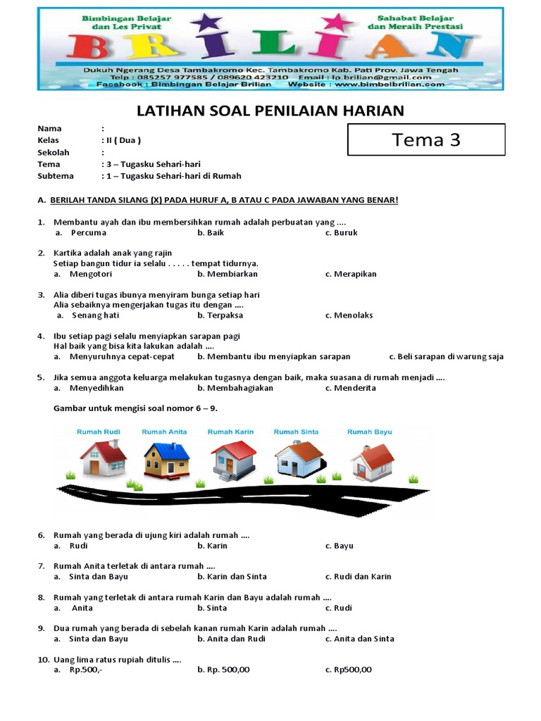 Contoh Soal Tema 3 Semester 1 Kelas 2 Terlengkap: 7 Tipe Soal yang Wajib Dikuasai Anak Sebelum UTS