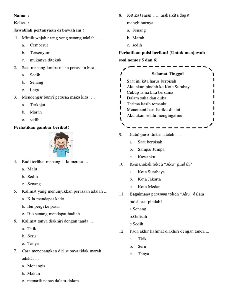 Terbukti 5 Contoh Soal Bahasa Indonesia Kelas 1 SD Tema 1 yang Bikin Anak Cepat Menguasai