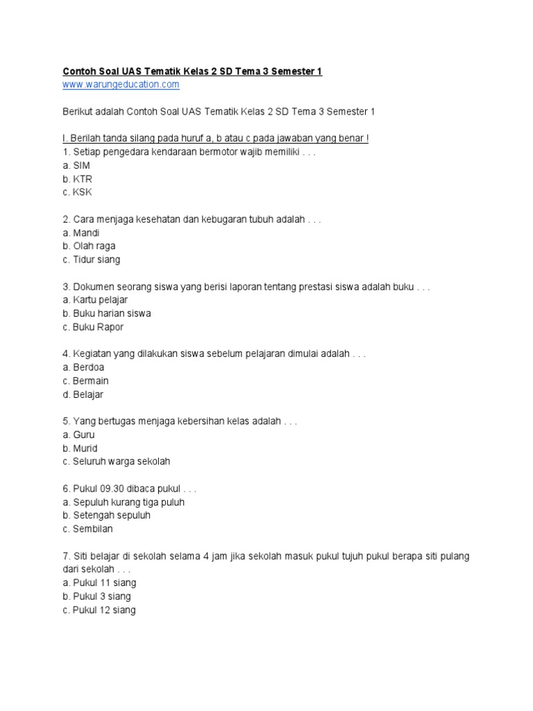 Terbukti 7 Cara Menguasai contoh soal tema 3 kelas 2 sd semester 1 Sebelum Ujian