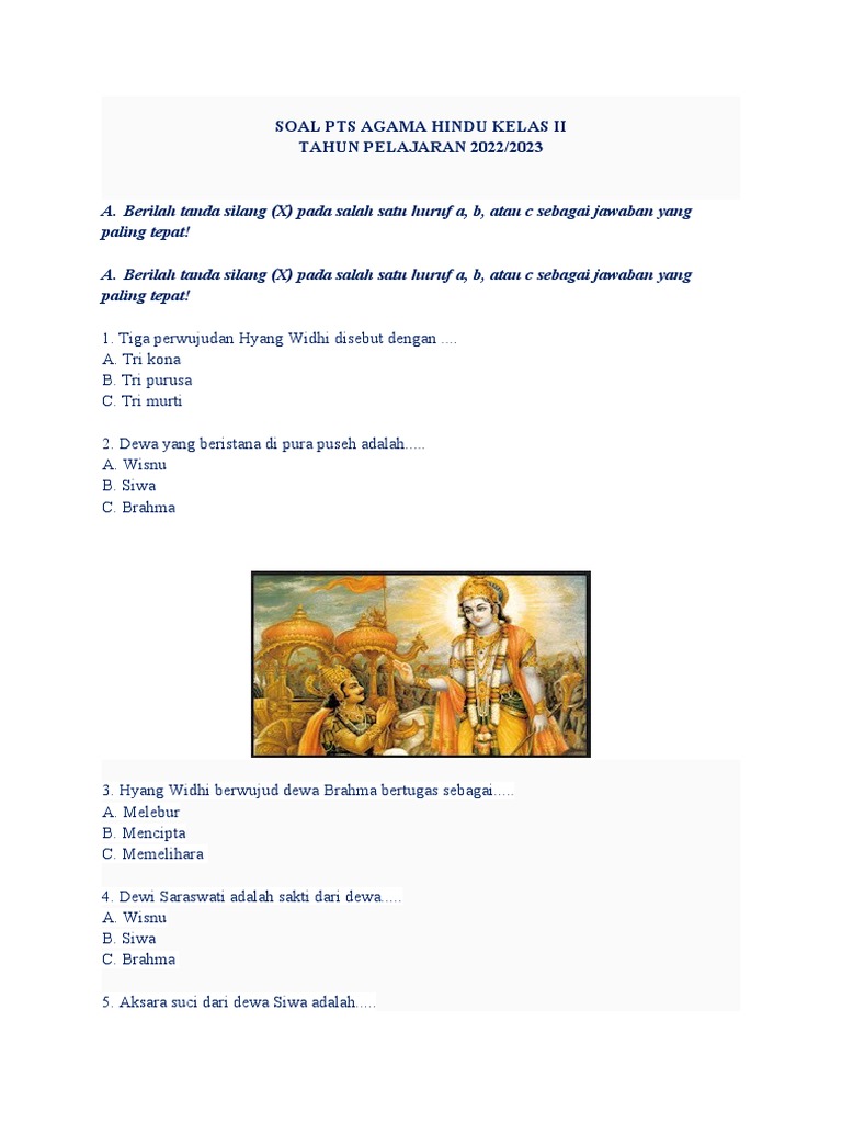 Terbukti Efektif! 7 Contoh Soal Kelas 2 Semester 2 Agama Hindu yang Wajib Dikuasai