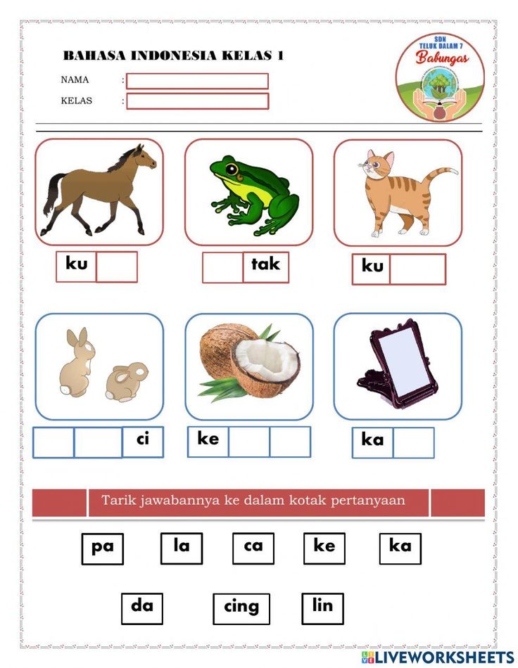 Bahasa Indonesia kelas 1 worksheet