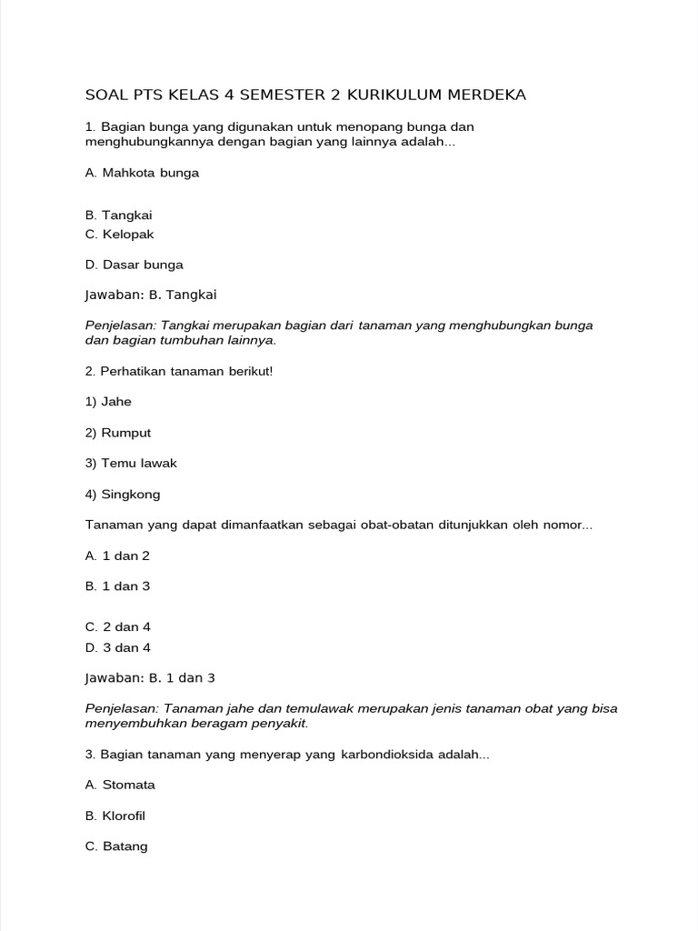 Rahasia Nilai Sempurna dengan Kumpulan soal pts kelas 4 semester 2 k13 revisi 2018