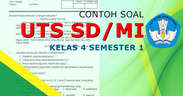 Wajib Tahu Kumpulan Soal UTS Kelas 4 SD Semester 1 Kurikulum 2013 Agar Nilai Sempurna